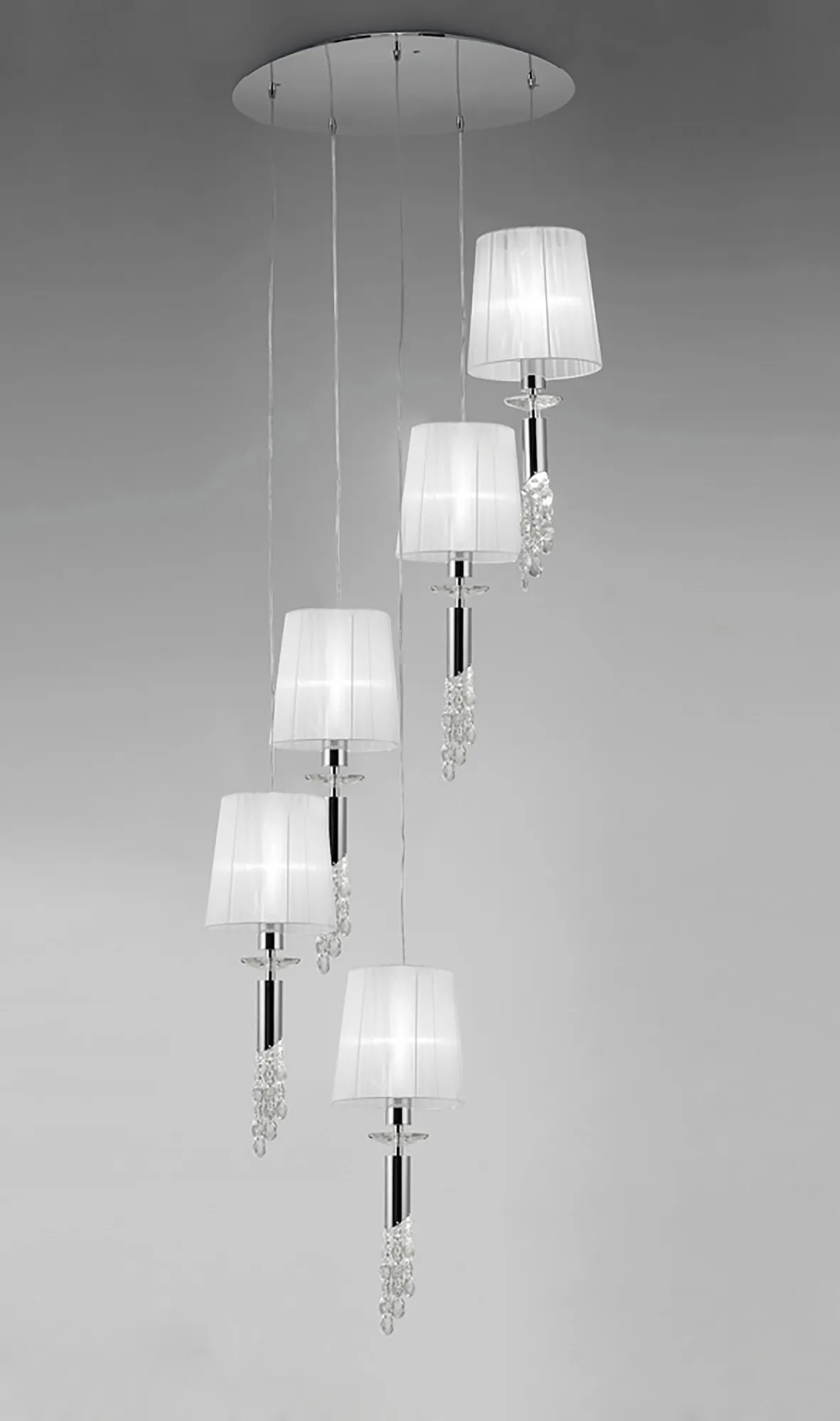 Tiffany Polished Chrome-White Crystal Ceiling Lights Mantra Statement Crystal Fittings